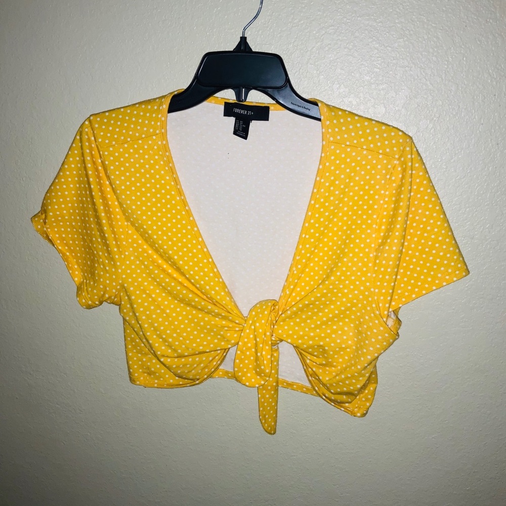 Yellow polka dot crop top